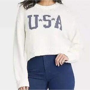 Grayson Threads USA Sweater white & Blue Size Large